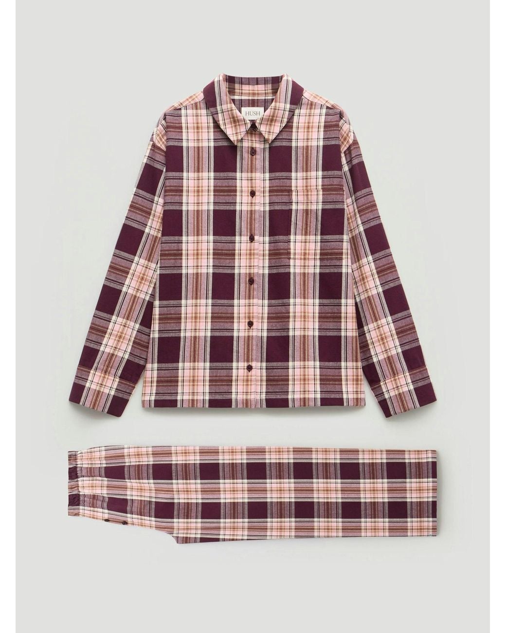 Hush Pink Brushed Cotton Check Print Pyjamas