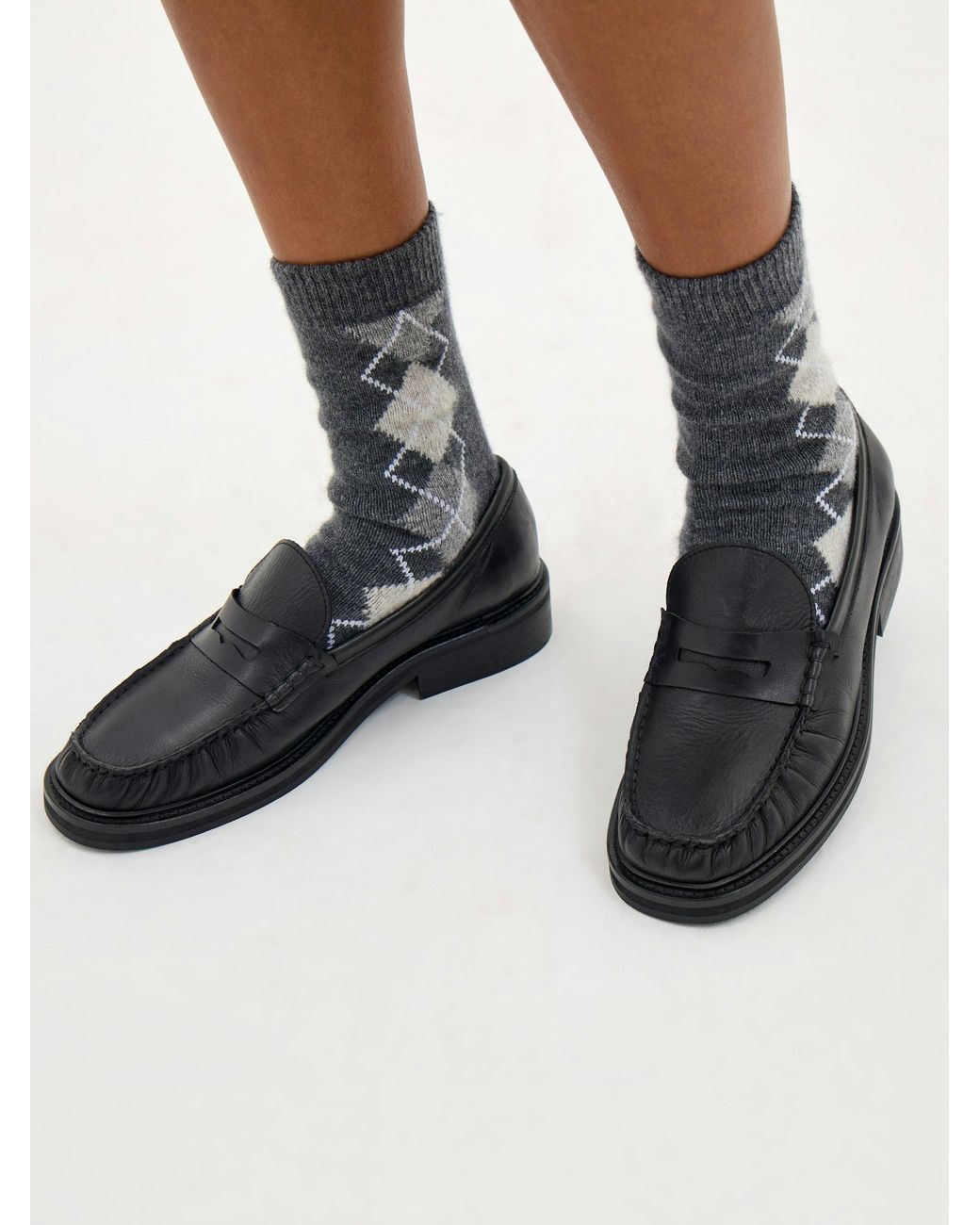 Hush Black Valeria Argyle Socks