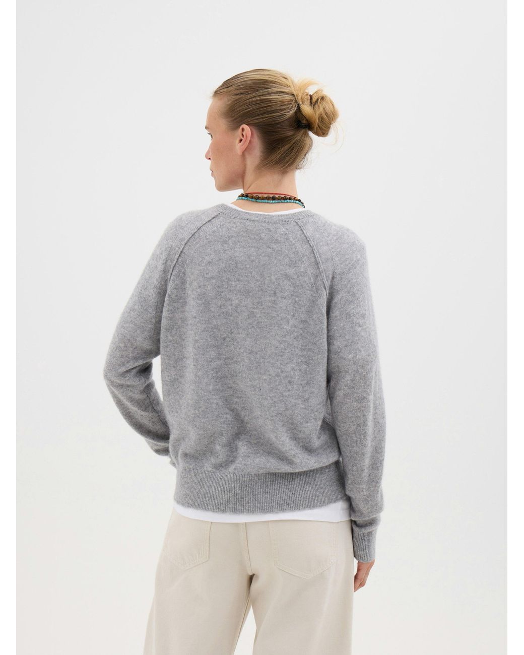 Hush Gray Farah Cashmere Henley Jumper