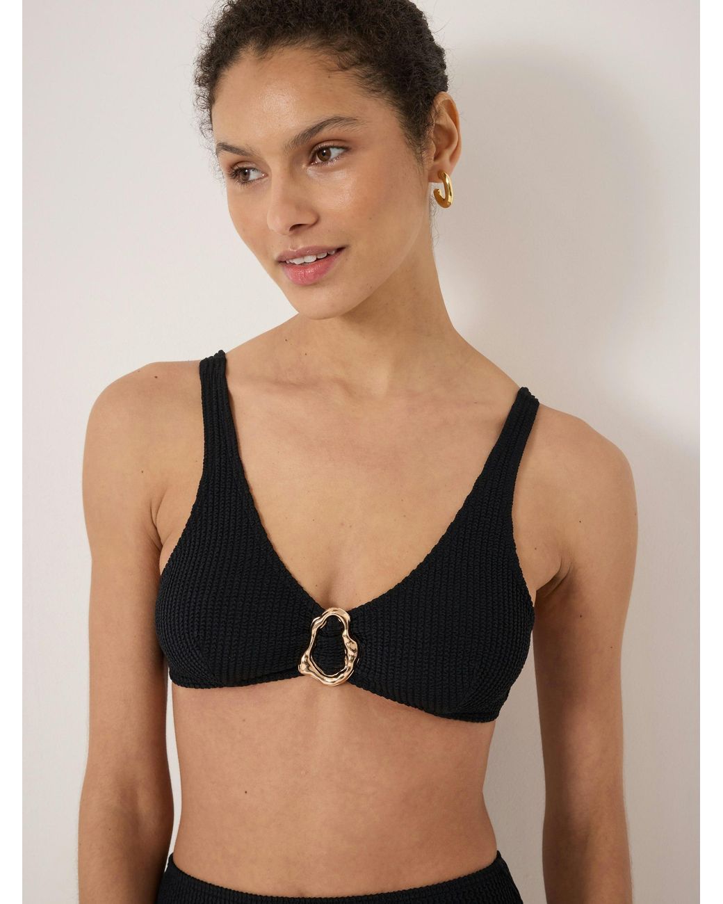 Hush Natural Hammered Trim Crinkle Bikini Top