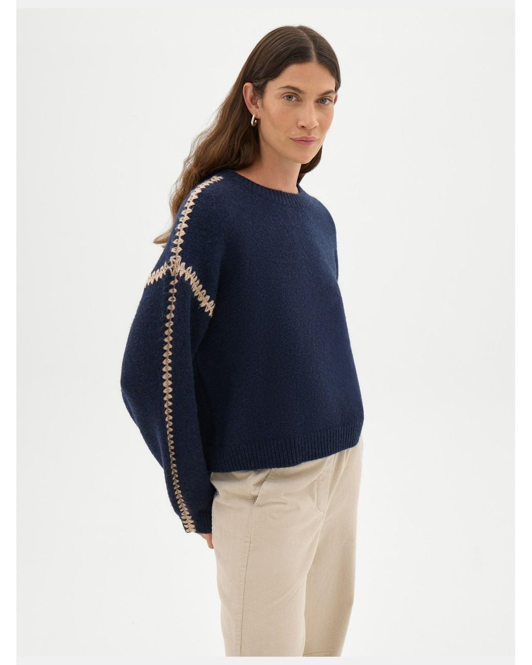 Hush Blue Whitney Whipstitch Knitted Jumper