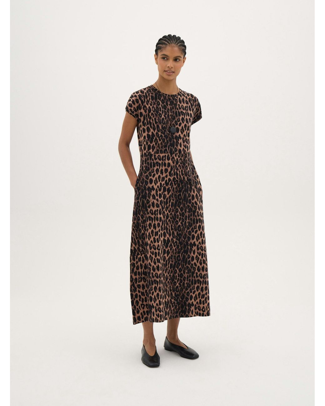Hush Natural Thelma Cap Sleeve Barrel Jersey Midi Dress