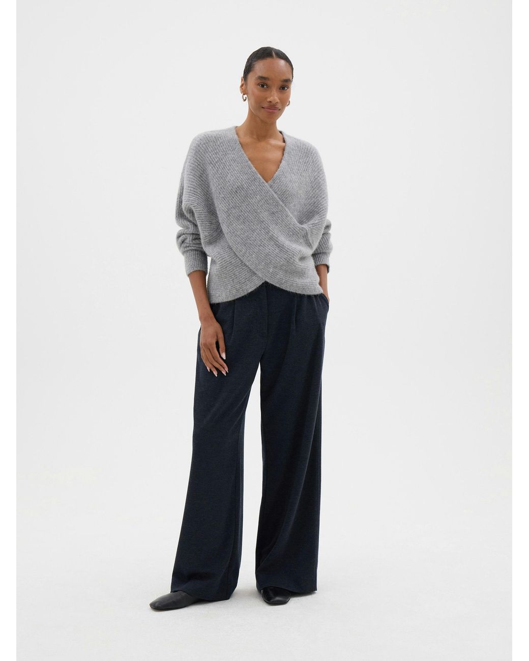 Hush Gray Betty Fluffy Cross Front Jumper