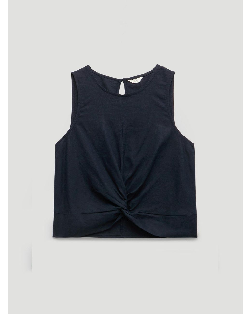 Hush Blue Maggie Twist Front Linen Top
