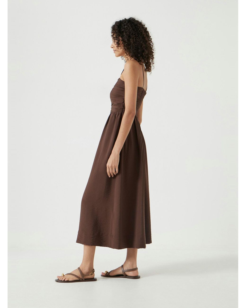 Hush Multicolor Air Flow Strappy Gathered Midi Dress