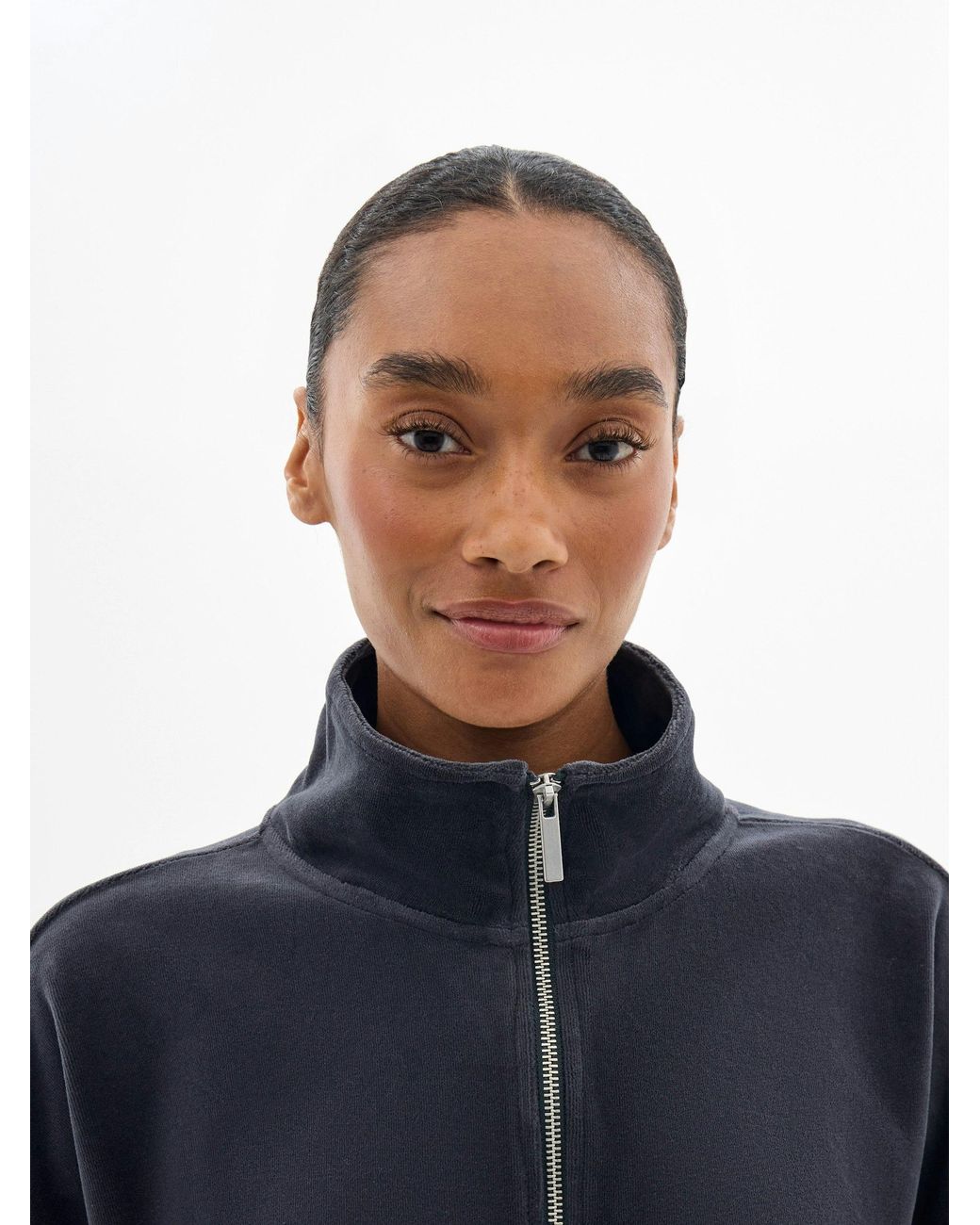 Hush Blue Aida Velour Half Zip Sweatshirt