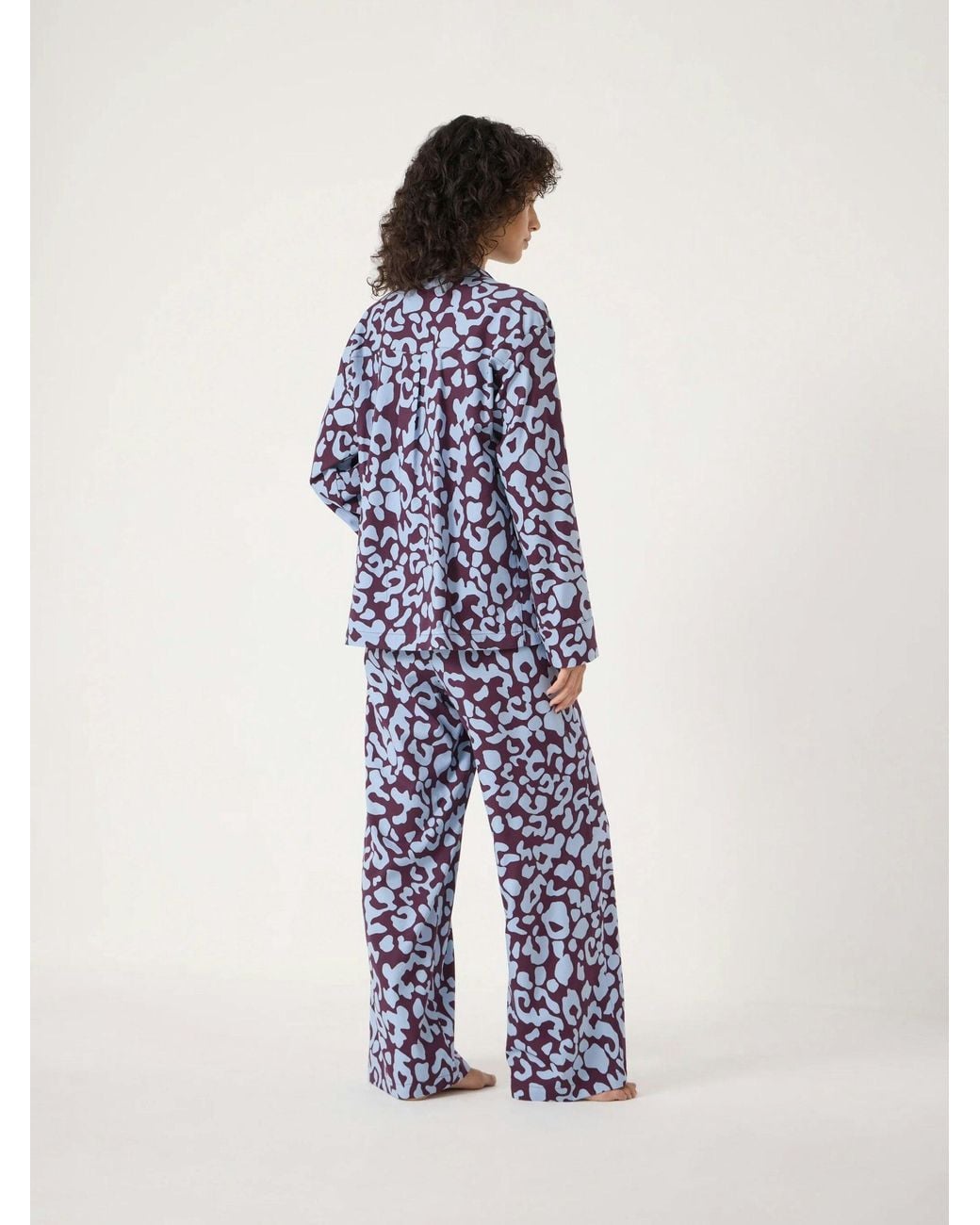 Hush Blue Brushed Cotton Animal Print Pyjamas