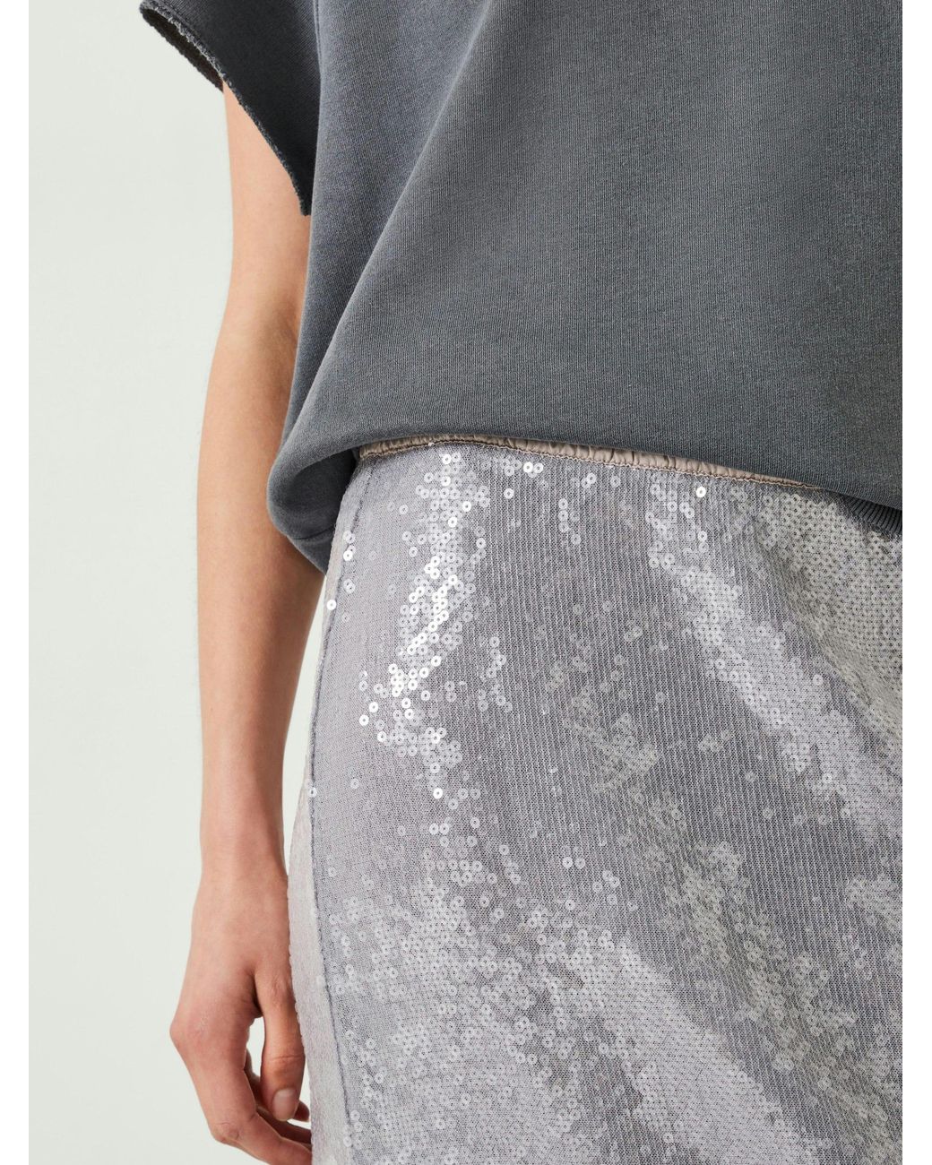 Hush White Anais Sheer Sequin Midi Skirt