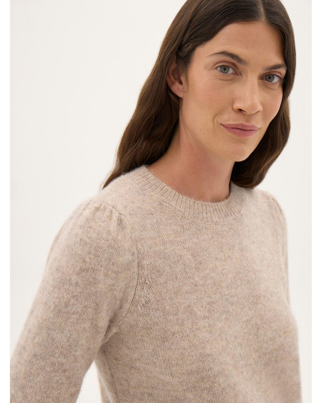 Hush Natural Gathered Shoulder Wool Blend Jumper