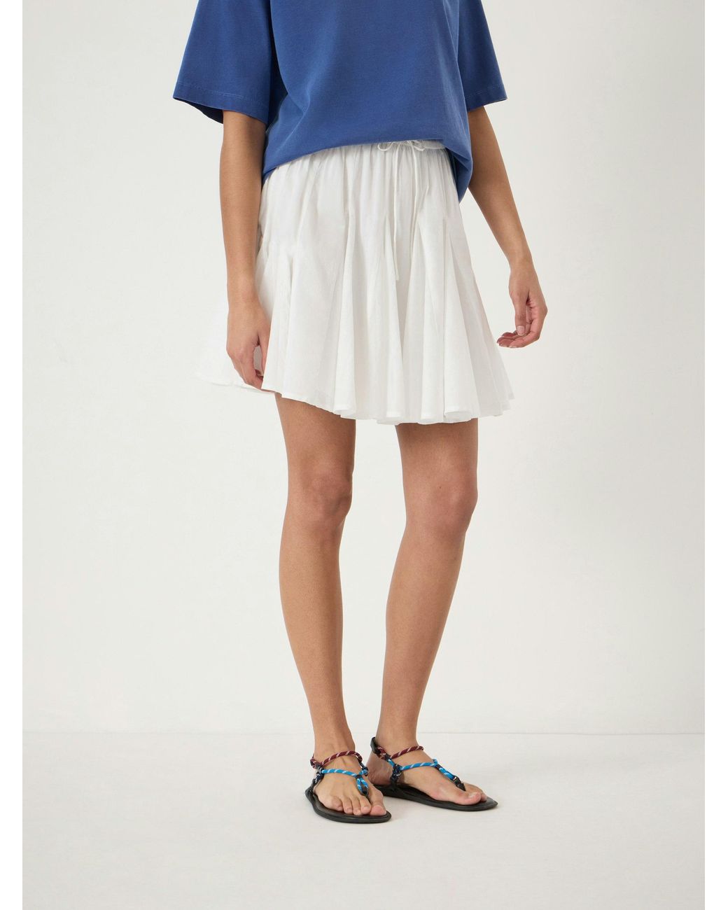 Hush Blue Bloom Godet Cotton Voile Mini Skirt