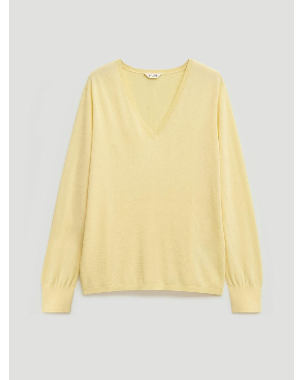 Hush Natural Louise Relaxed V Neck Knitted Long Sleeve Top
