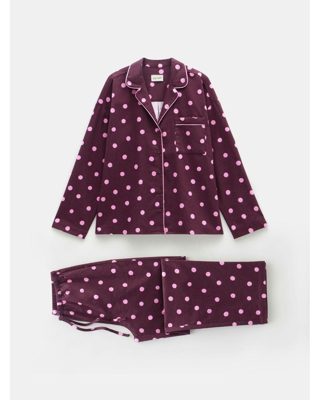 Hush Red Amita Cotton Flannel Polka Dot Pyjamas
