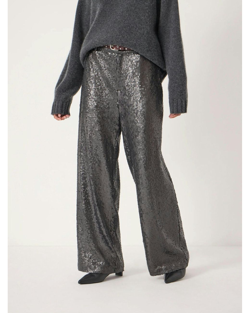 Hush White Holly Sequin Co-Ord Wide Leg Trousers