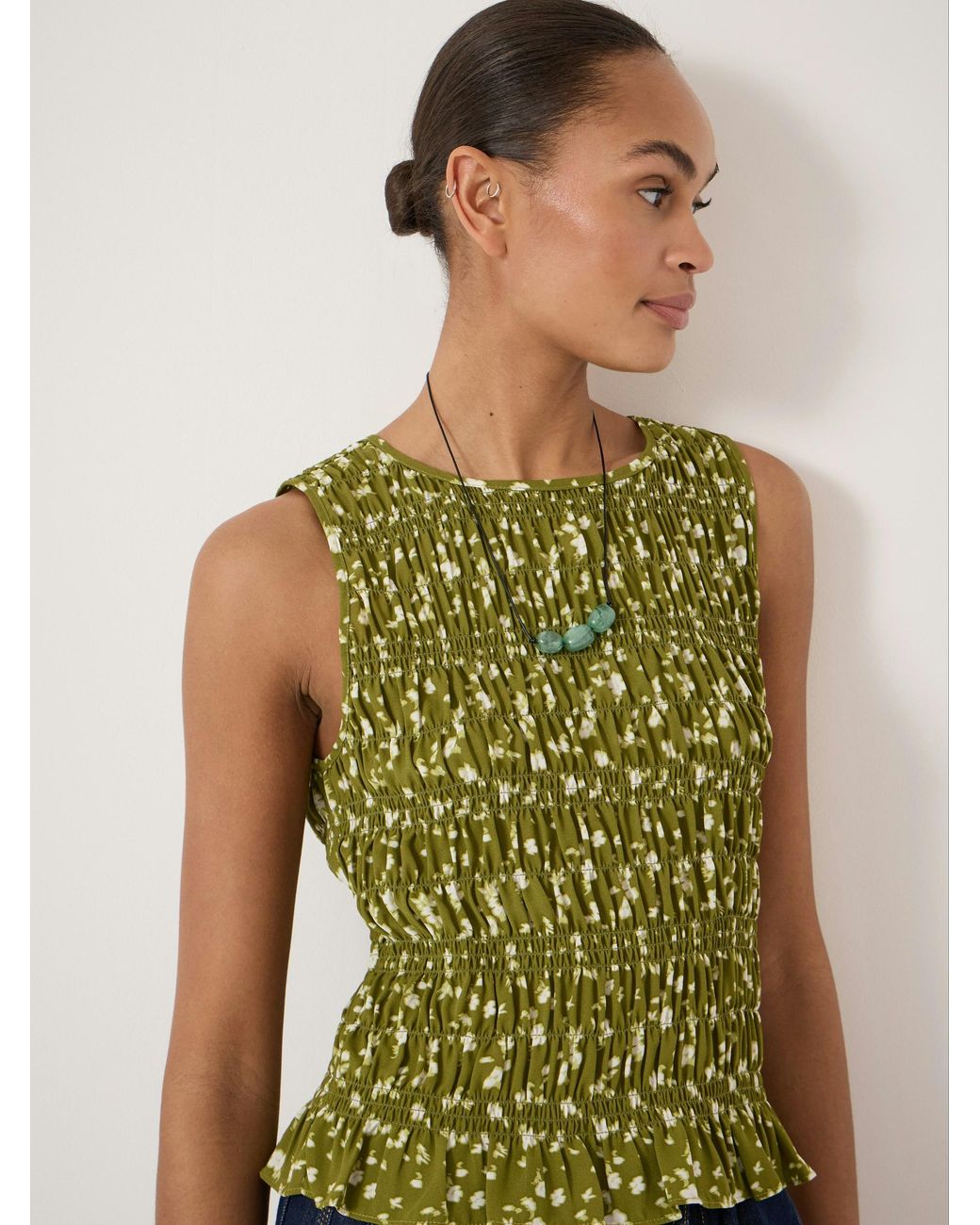 Hush Green Shirred Chiffon Top