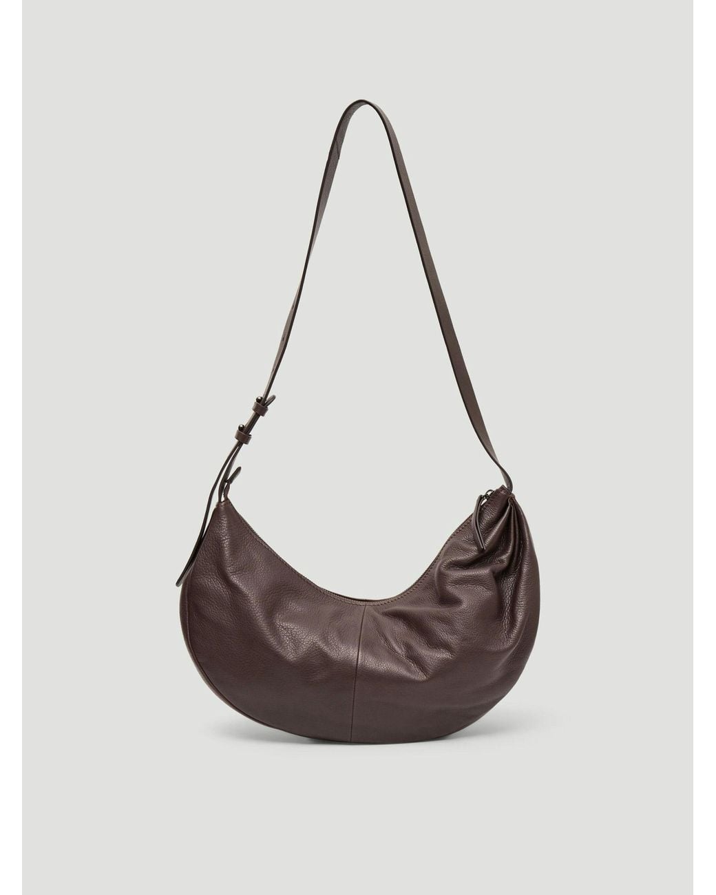 Hush White Romy Ruched Leather Crescent Bag
