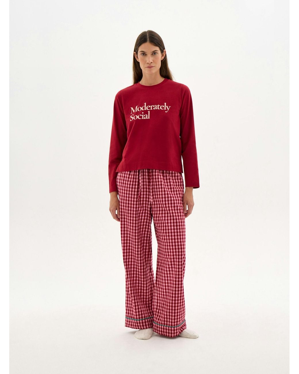 Hush Red Theodora Long Sleeve Pyjama Set