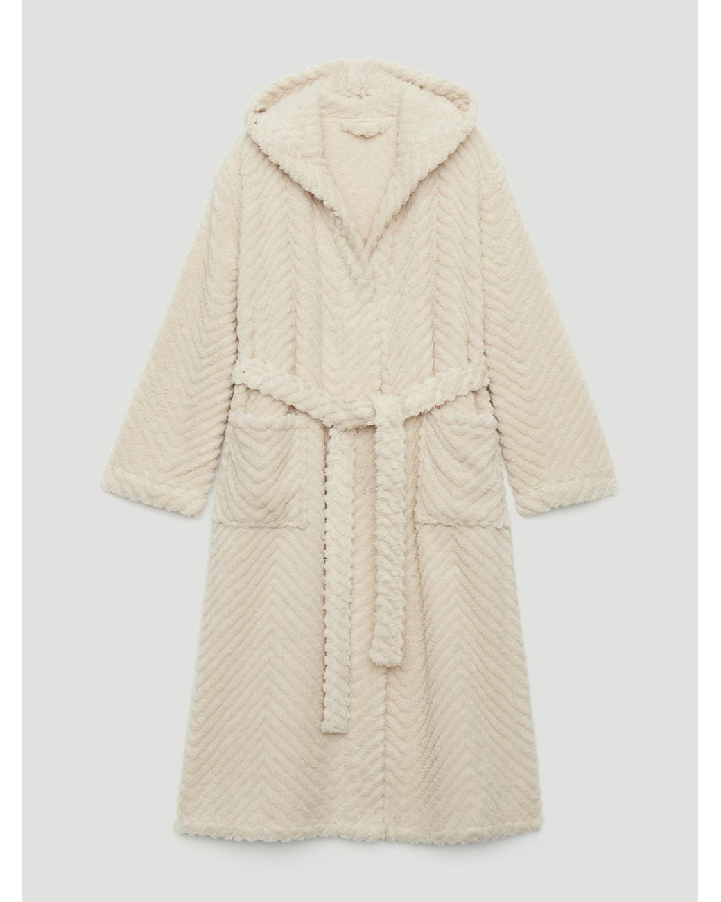 Hush White Penelope Hooded Textured Dressing Gown