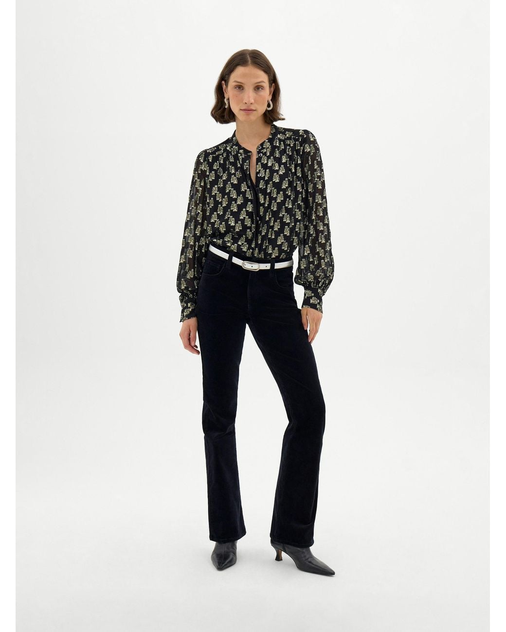 Hush Black Naomi Flock Chiffon Blouse