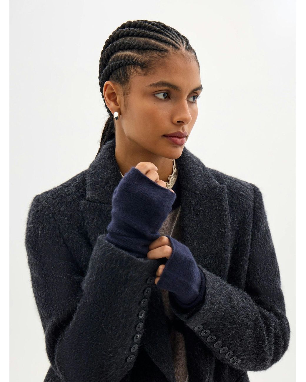 Hush Black Long Fingerless Cashmere Glove