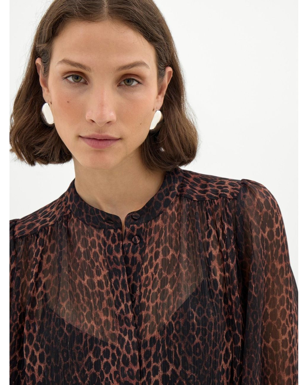 Hush Multicolor Naomi Leopard Chiffon Blouse