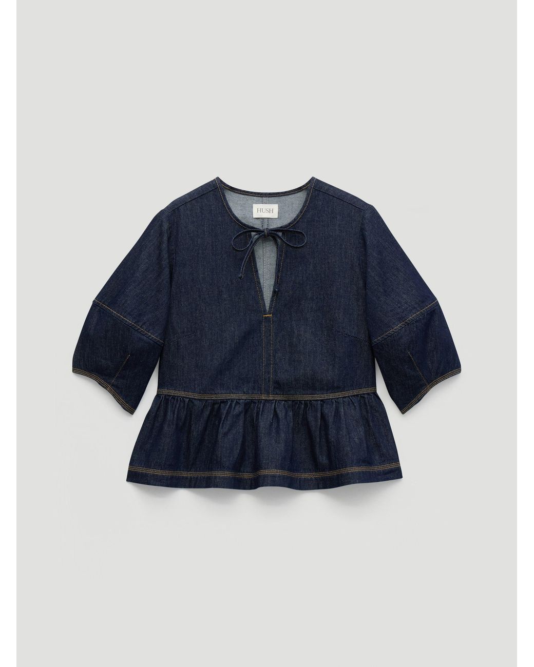 Hush Blue Betty Barrel Sleeve Denim Top
