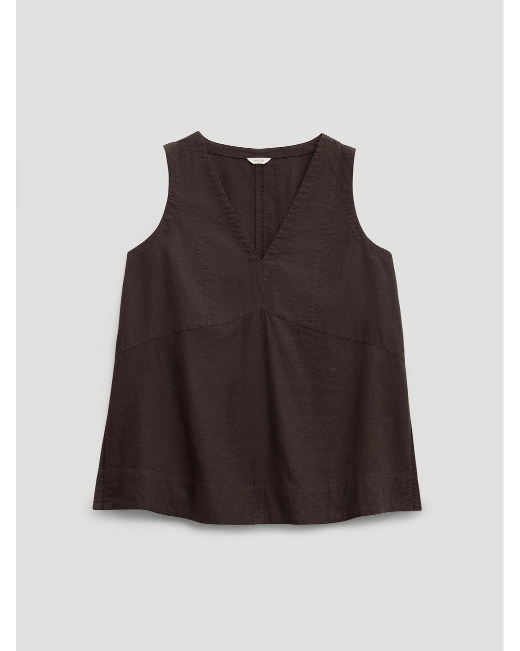 Hush Black Rach V Neck Linen Blend Shell Top
