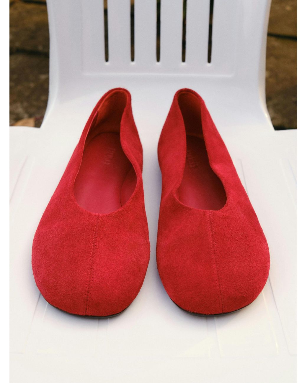 Hush Red Bertie Round Toe Suede Ballet Flats