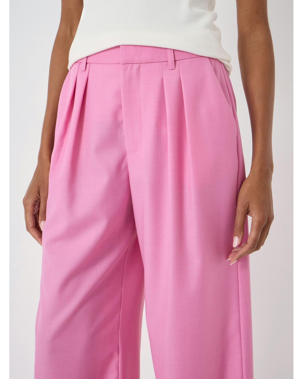Hush Pink Lya Wool Blend Wide Leg Trousers