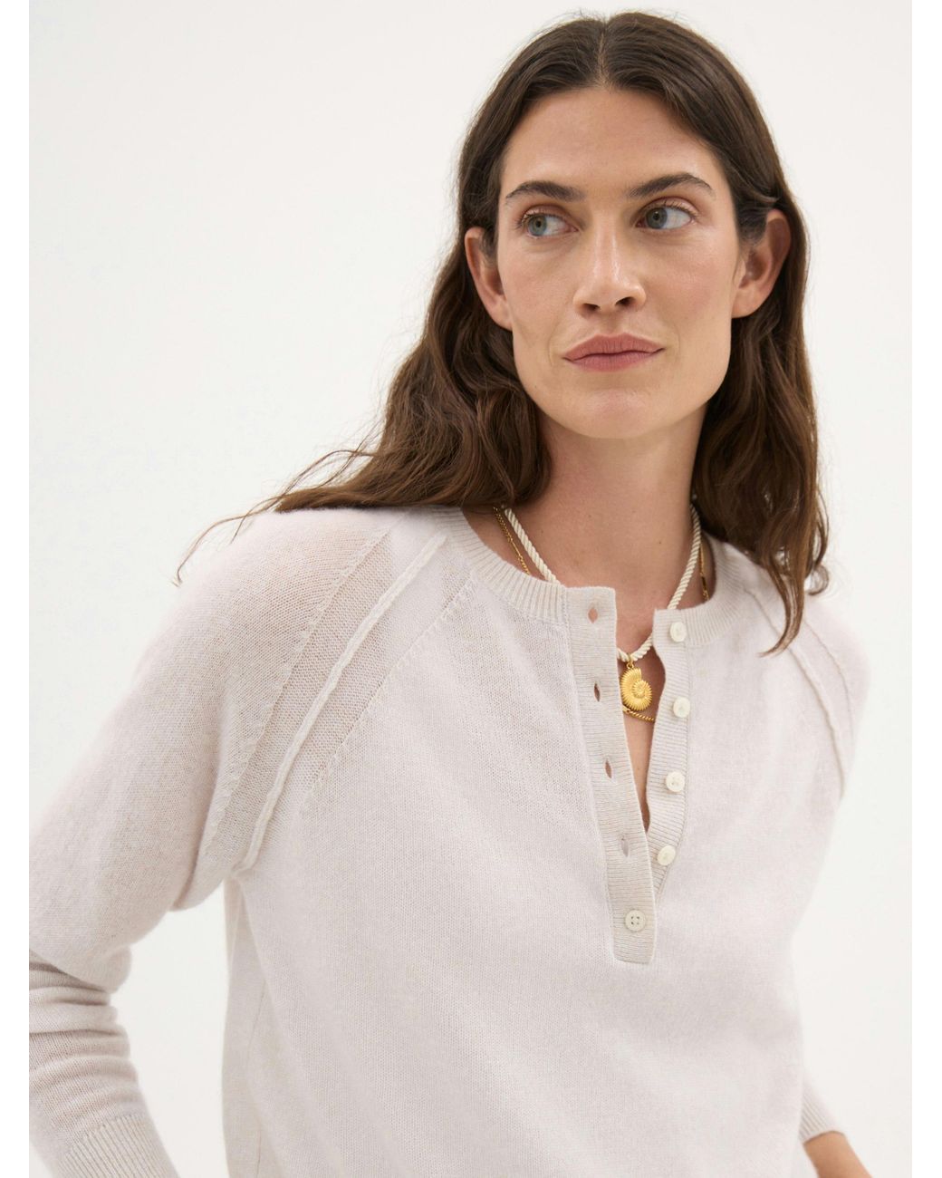 Hush White Farah Cashmere Henley Jumper