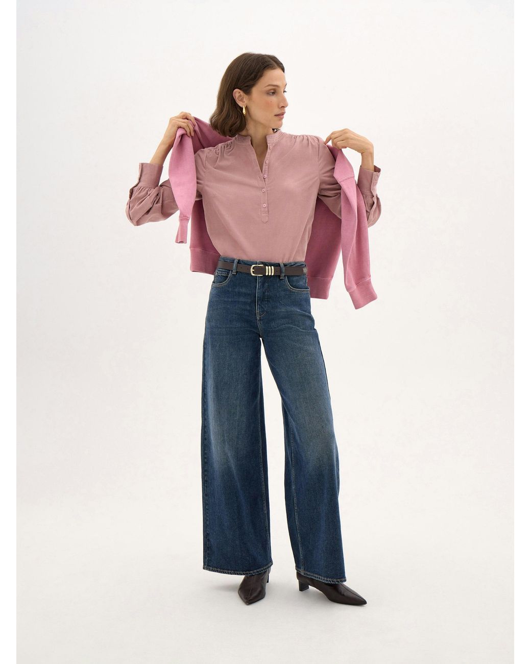 Hush Pink Cyra Long Sleeve Corduroy Blouse