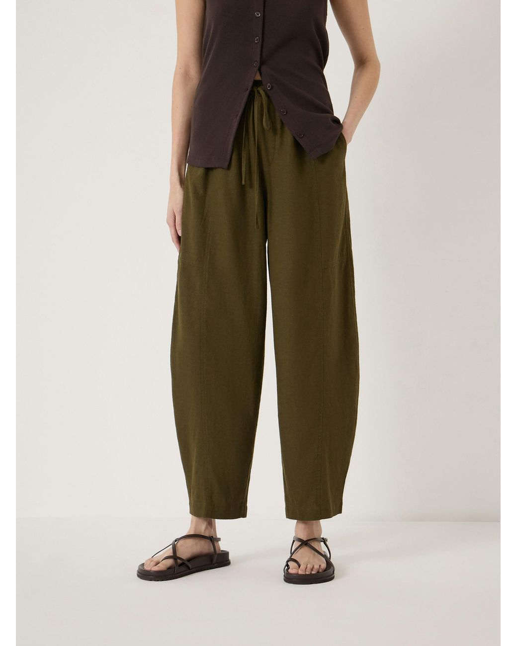 Hush Natural Tovi Linen Blend Barrel Leg Trousers