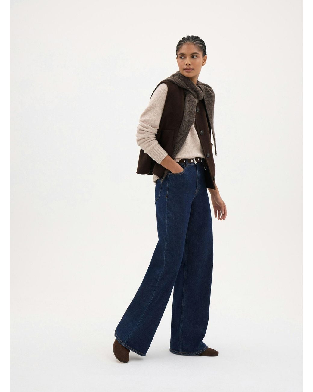 Hush Blue Avelia Pure Wool Double Faced Gilet