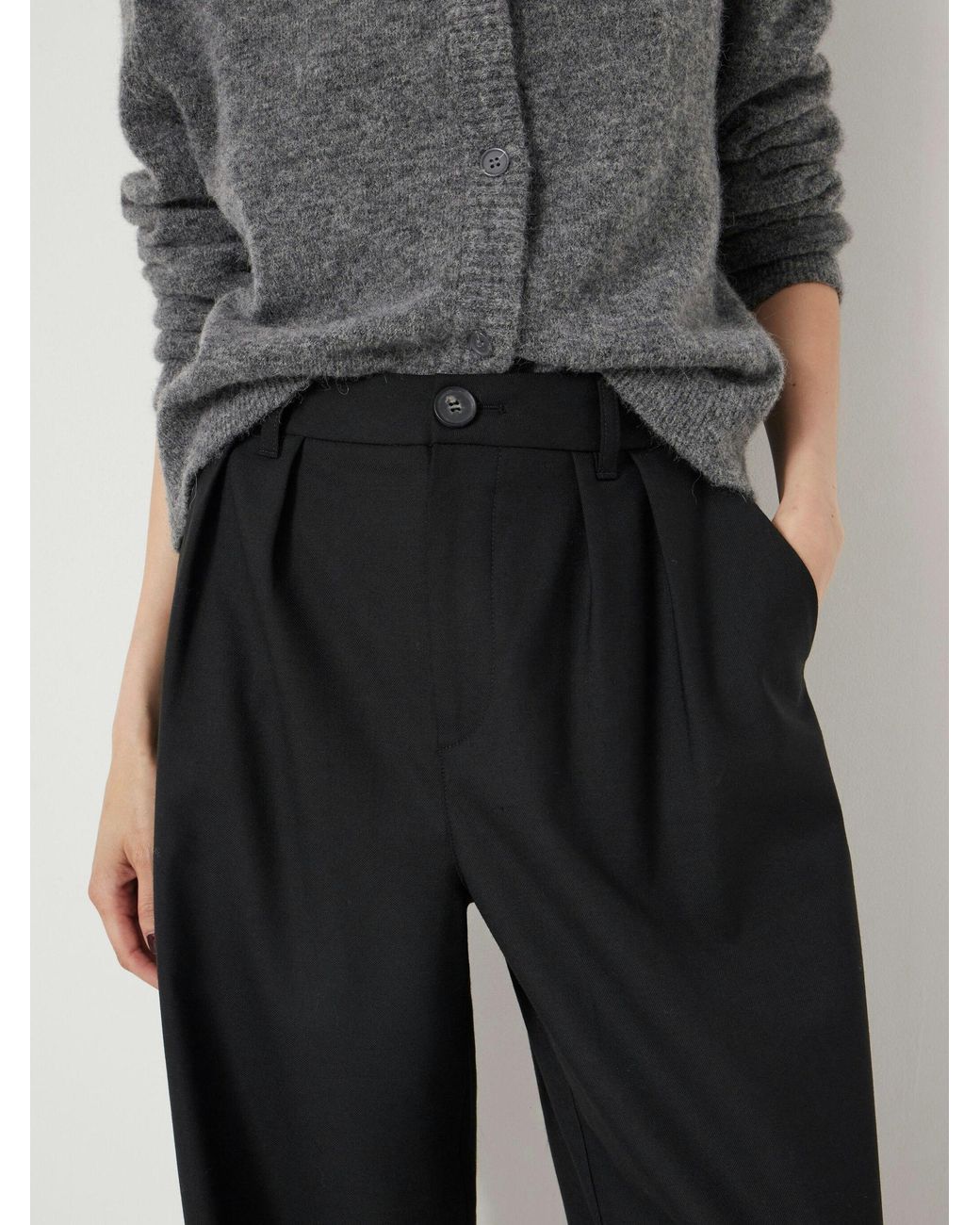 Hush White Lya Wool Blend Wide Leg Trousers