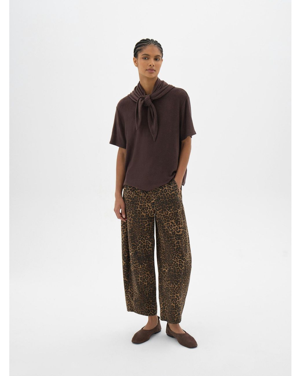 Hush Brown Elarae Supersoft Crew T-Shirt And Matching Scarf