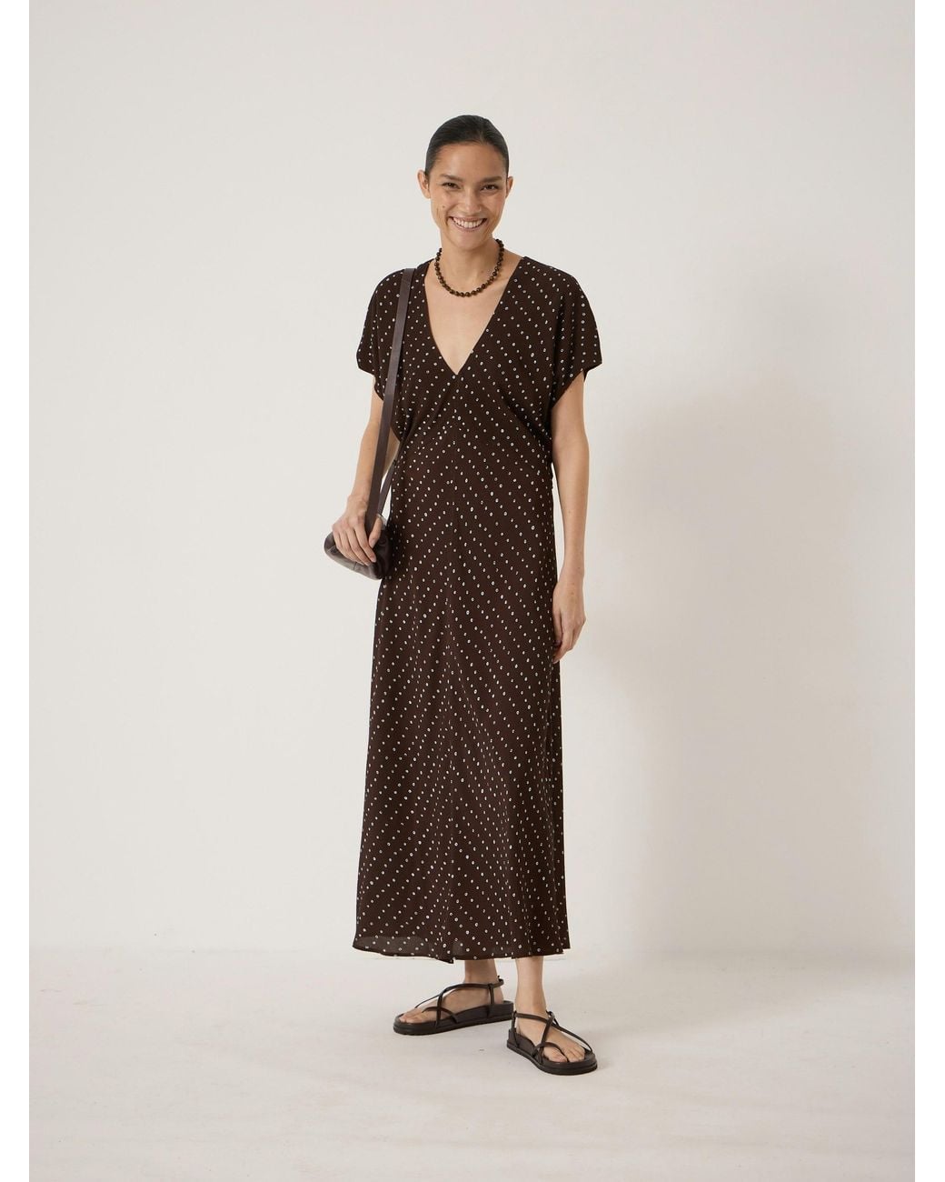 Hush Natural Grace Crepe V-Neck Maxi Dress