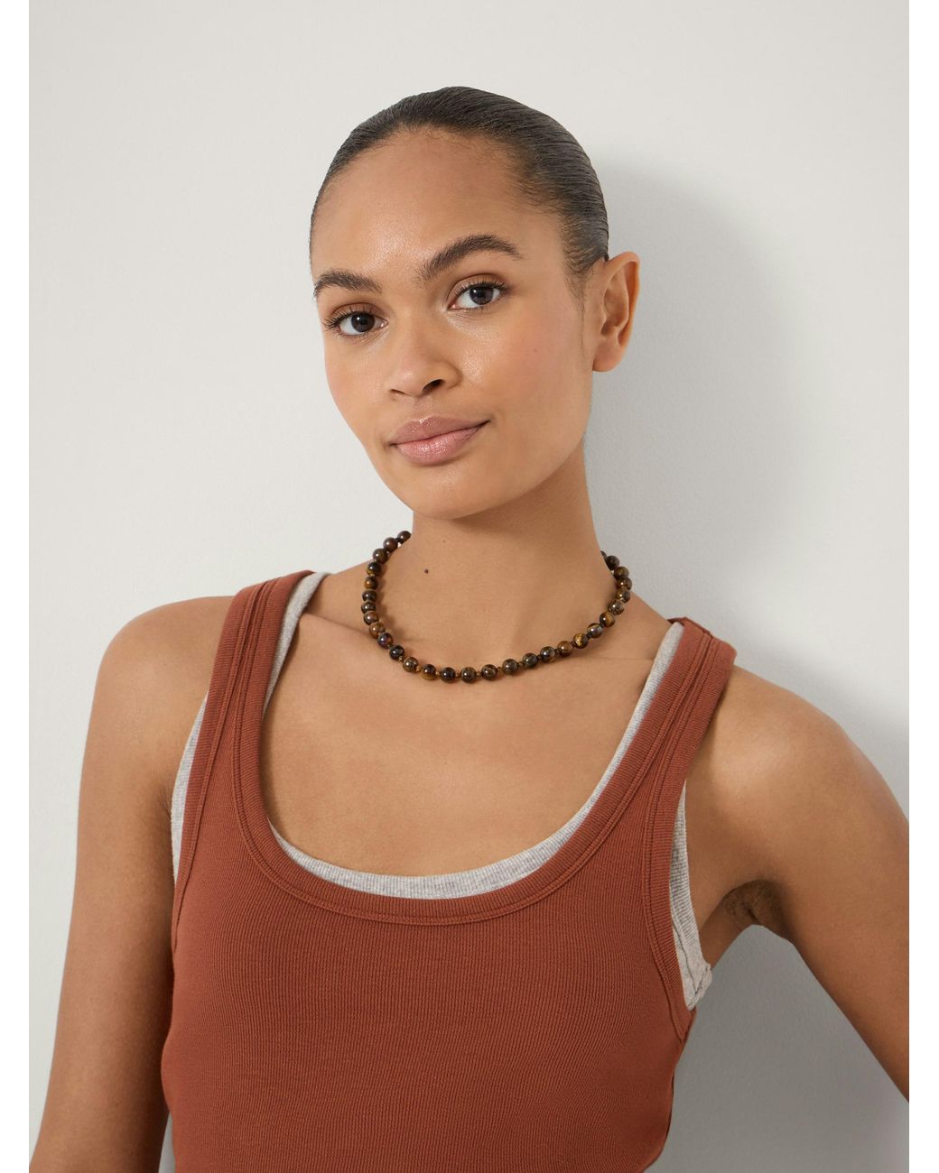Hush Brown Scoop Neck Ribbed Vest