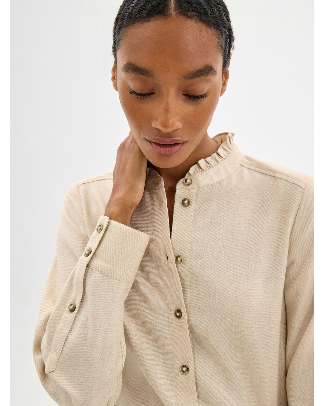 Hush Blue Super Soft Cotton Ruffle Shirt