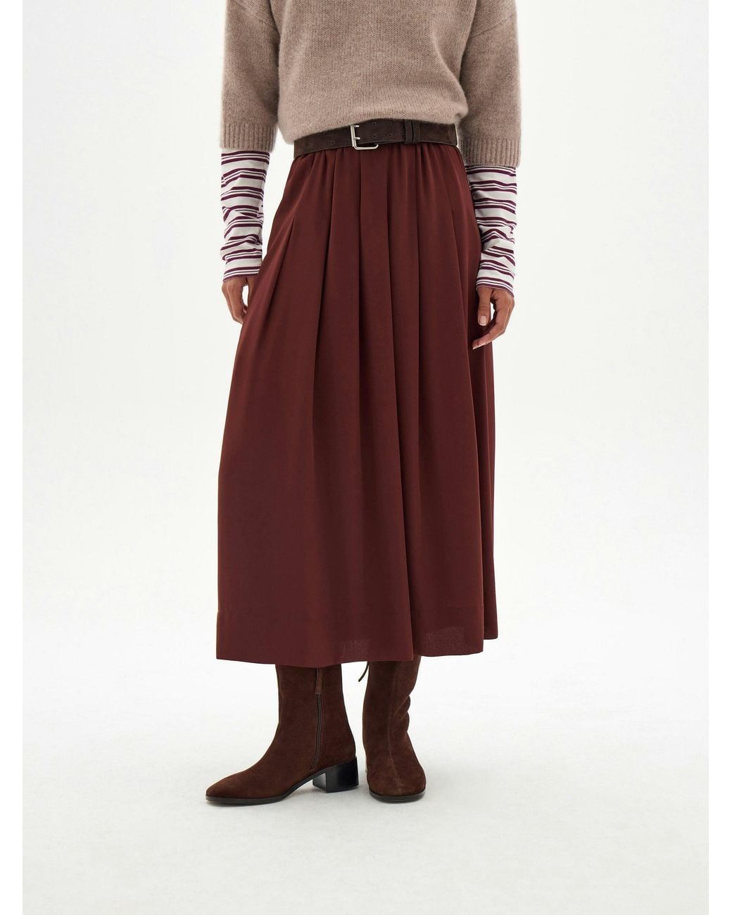 Hush Multicolor Ivy Chiffon Pleated Midi Skirt