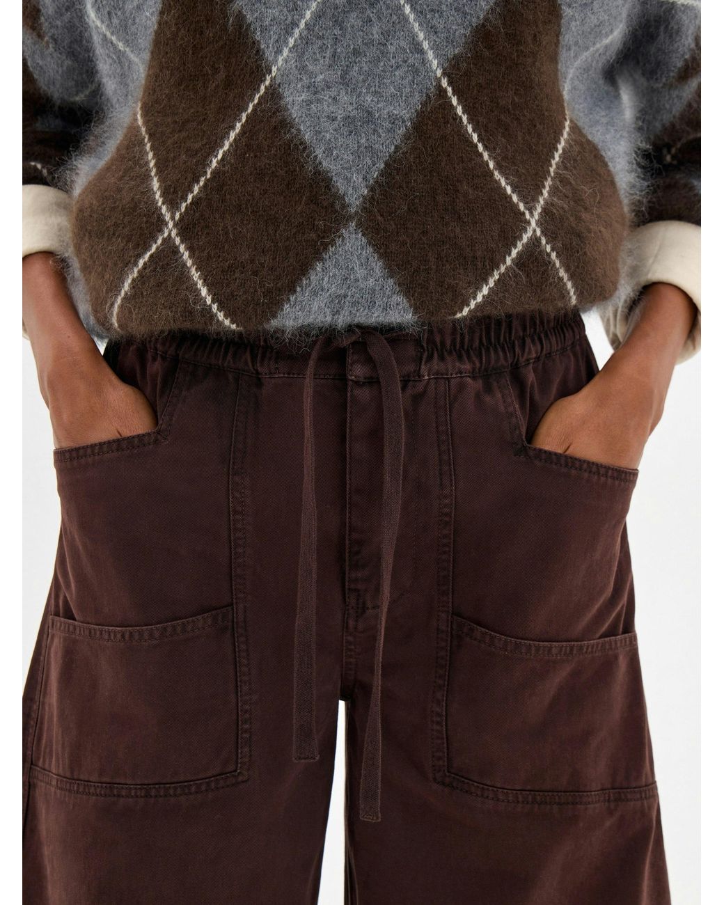 Hush Brown Sanna Barrel Leg Washed Trousers