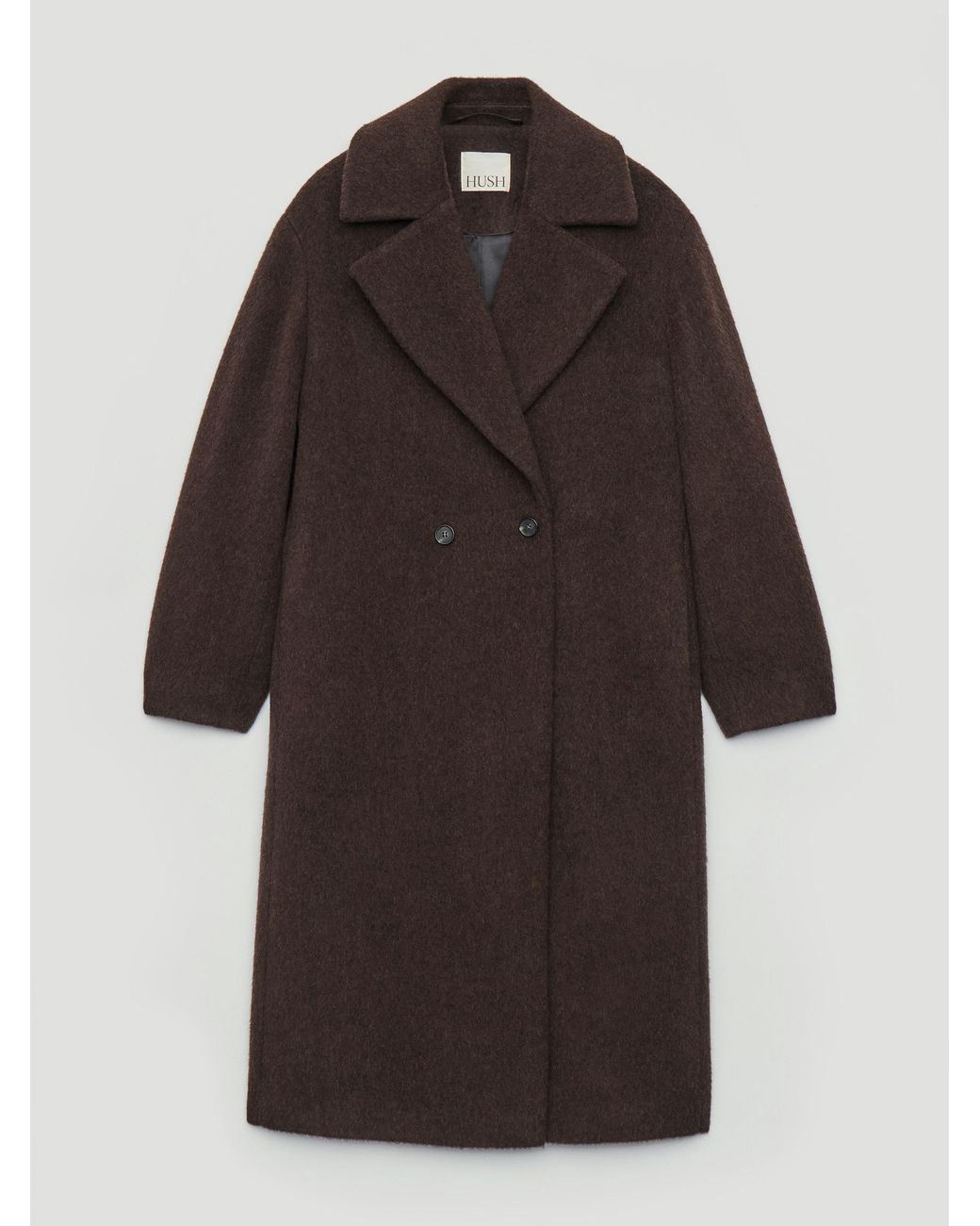 Hush Black Inez Italian Wool Double Breasted Coat