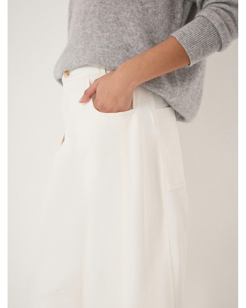 Hush Natural Bryce Seam Detail Barrel Leg Trousers