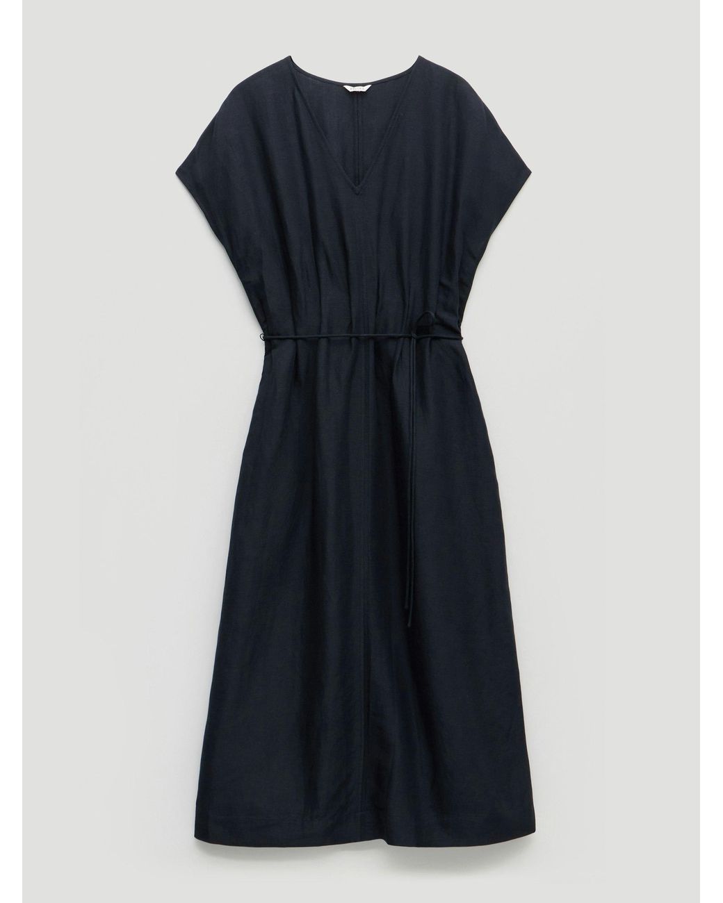 Hush White Remy Pleated Linen Blend Midi Dress