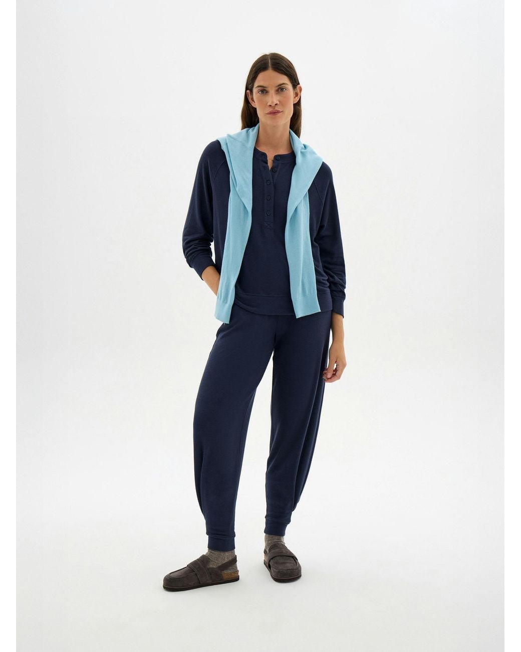 Hush Blue Harriet Henley Super Soft Top