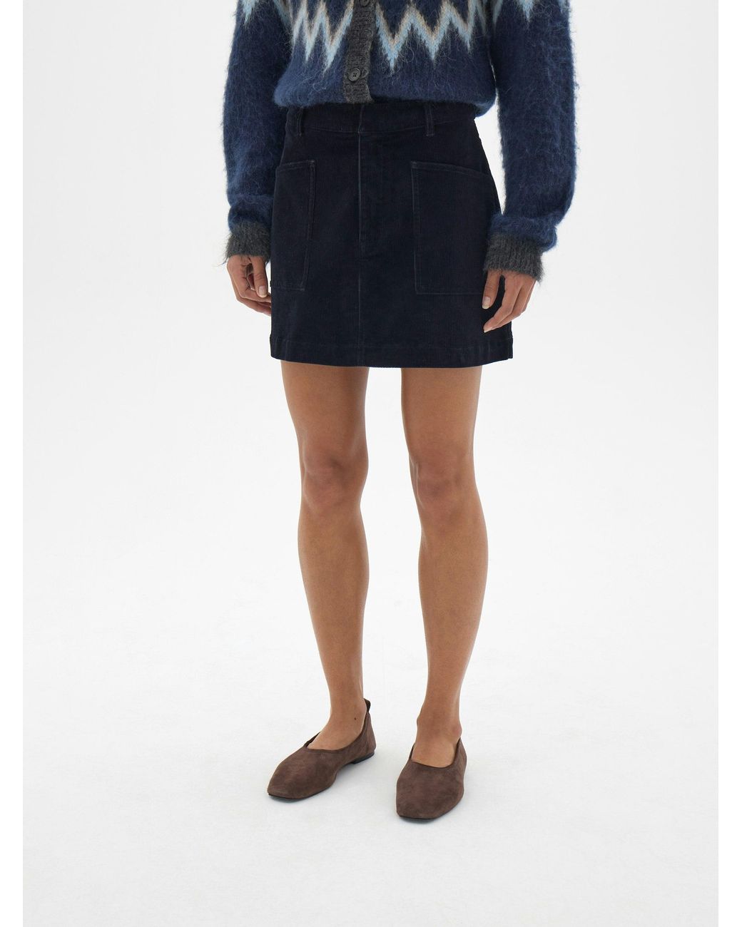 Hush Blue Cordi Cotton Corduroy Mini Skirt