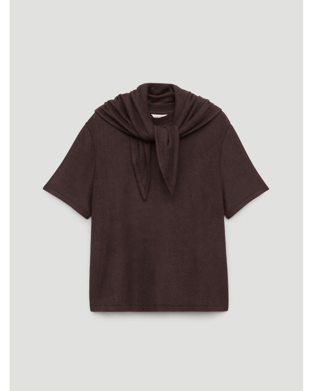 Hush Brown Elarae Supersoft Crew T-Shirt And Matching Scarf