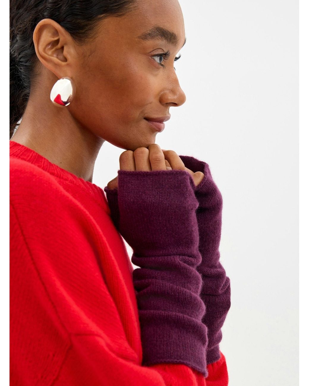 Hush Red Long Fingerless Cashmere Glove