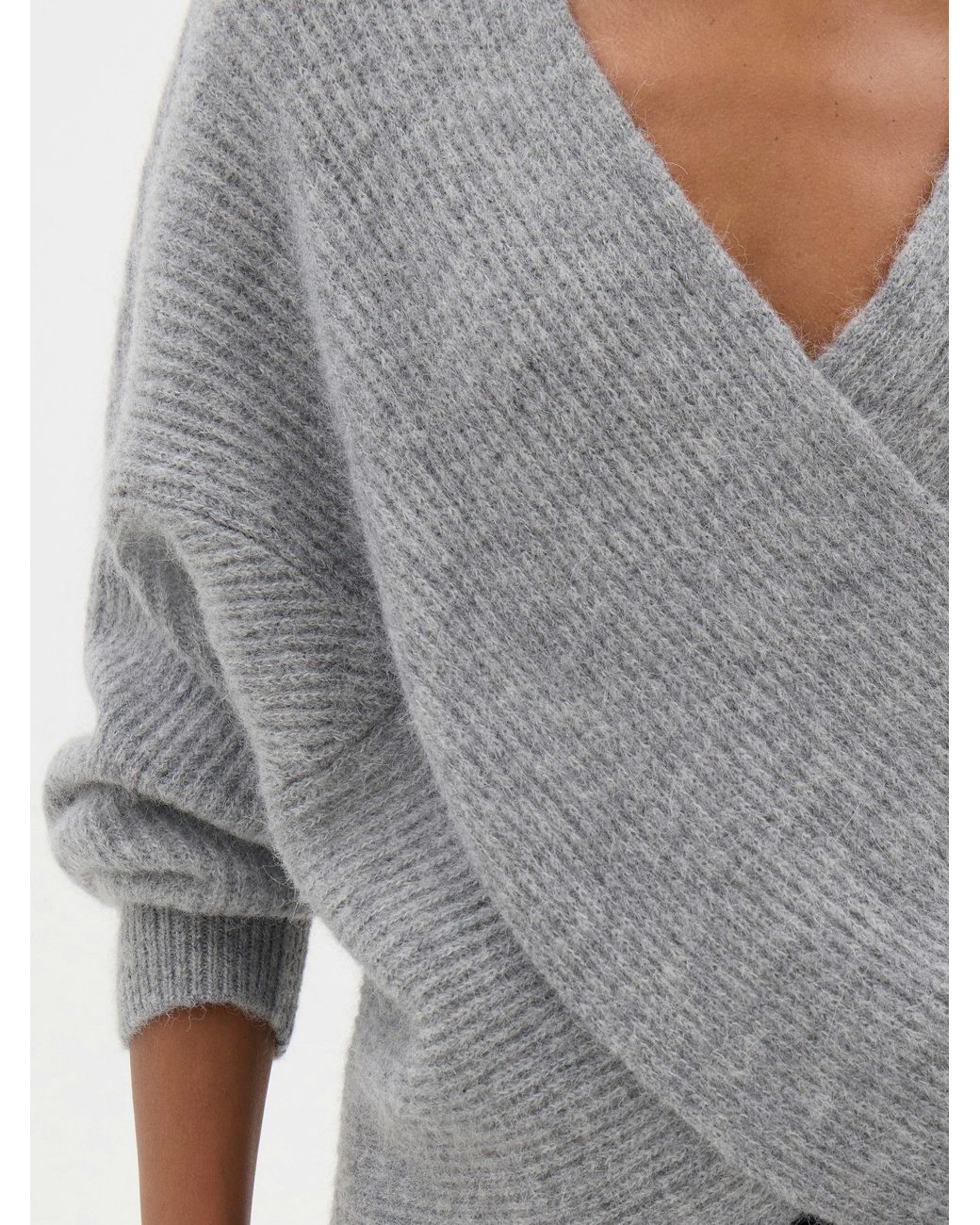 Hush Gray Betty Fluffy Cross Front Jumper