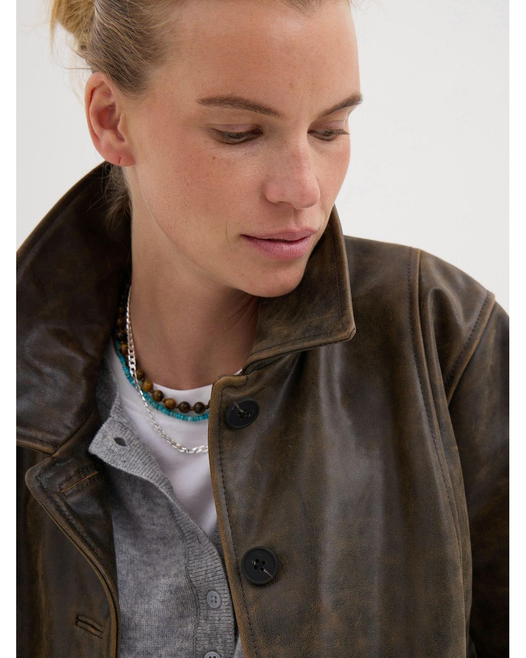Hush Brown Ana Distressed Leather Jacket