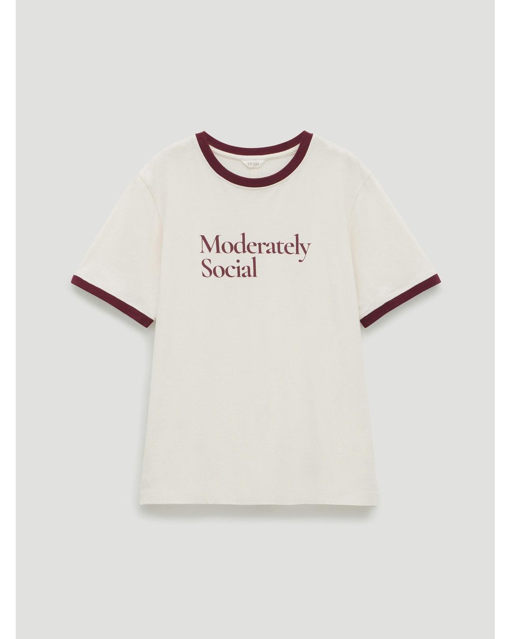 Hush White Moderately Social Ringer T-Shirt