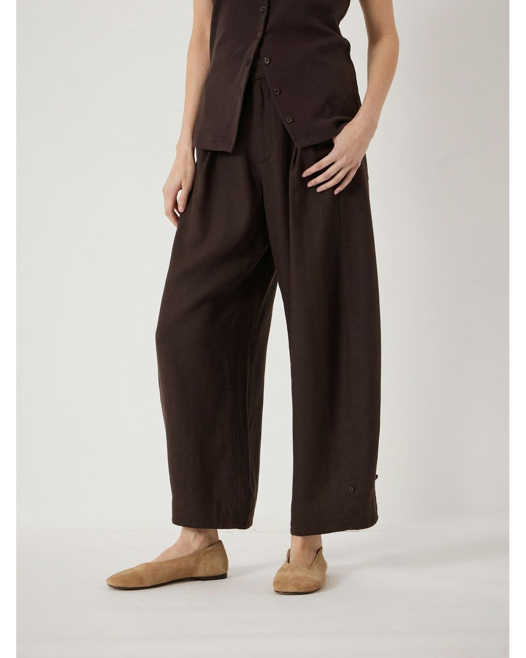 Hush Natural Dania Linen Blend Barrel Leg Trousers